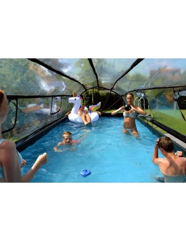 EXIT Black Leather pool 540x250x100cm with sand filter pump and dome and heat pump - black