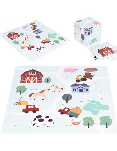 Large EVA foam mat for children Farm 90,5x90,5 cm 21 el. ECOTOYS