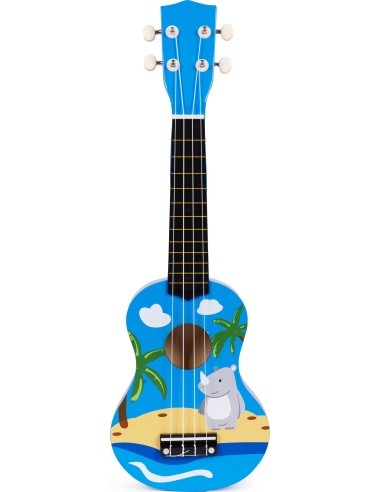 Vaikiška ukulelė medinė gitara 4 stygų nailono kramtukas ECOTOYS
