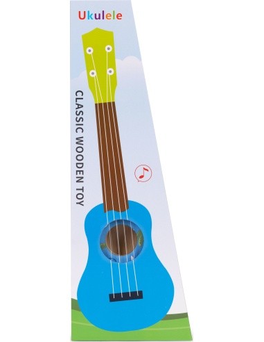 Vaikiška ukulelė medinė gitara 4 stygų nailono kramtukas ECOTOYS