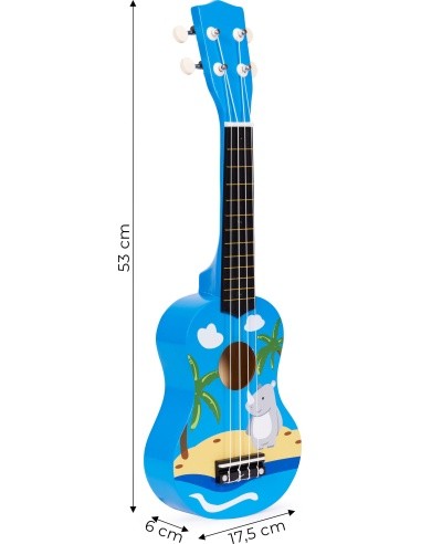 Vaikiška ukulelė medinė gitara 4 stygų nailono kramtukas ECOTOYS