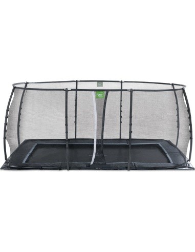 EXIT Dynamic įleidžiamas į žemę batutas 305x519 cm su apsauginiu tinklu, juodas