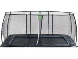 EXIT Dynamic įleidžiamas į žemę batutas 305x519 cm su apsauginiu tinklu, juodas