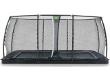 EXIT Dynamic įleidžiamas į žemę batutas 305x519 cm su apsauginiu tinklu, juodas