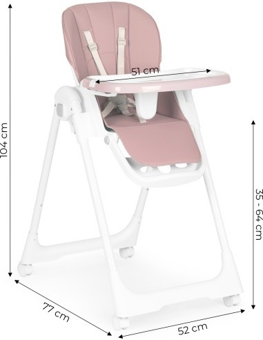 Feeding chair height adjustment eco leather straps double tray