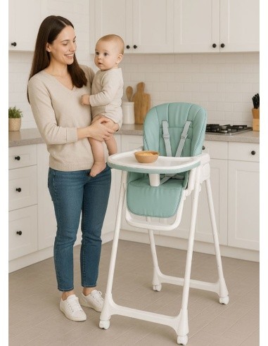 Feeding chair height adjustment eco leather straps double tray