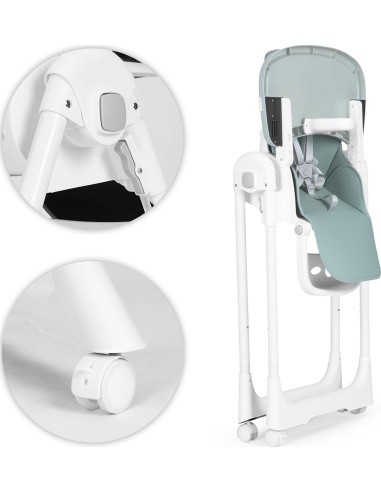Feeding chair height adjustment eco leather straps double tray