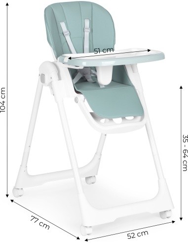 Feeding chair height adjustment eco leather straps double tray