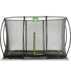 EXIT Silhouette ground trampoline 244x366cm with safety net - black Outdoor Rectangular Coil spring Sunken trampoline
