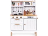 Children's kitchen with sounds and LED wooden large openable cabinets 7 accessories ECOTOYS