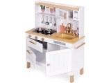 Children's kitchen with sounds and LED wooden large openable cabinets 7 accessories ECOTOYS