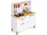 Children's kitchen with sounds and LED wooden large openable cabinets 7 accessories ECOTOYS
