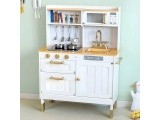 Children's kitchen with sounds and LED wooden large openable cabinets 7 accessories ECOTOYS