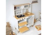 Children's kitchen with sounds and LED wooden large openable cabinets 7 accessories ECOTOYS