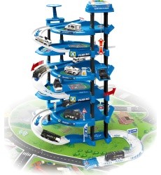 Car garage XXL police station 5 levels + mat with city 82 elements