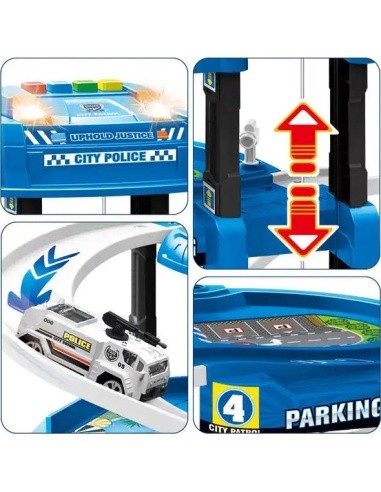 Car garage XXL police station 5 levels + mat with city 82 elements