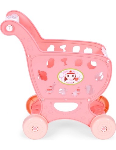 Shopping cart for supermarket kitchen + 18 accessories pink