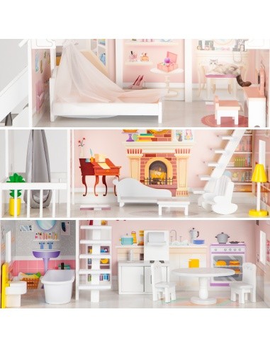 Wooden Dollhouse Eco Toys Powder Mansion