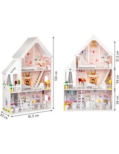 Wooden Dollhouse Eco Toys Powder Mansion