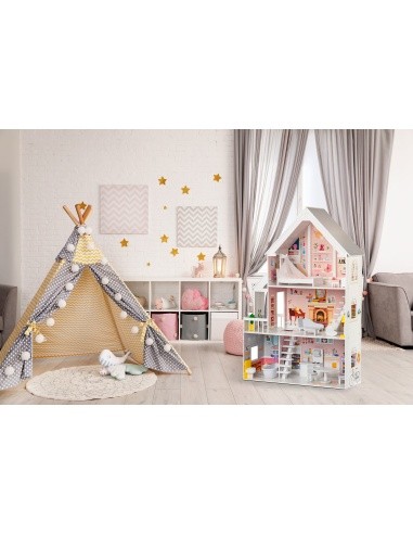Wooden Dollhouse Eco Toys Powder Mansion