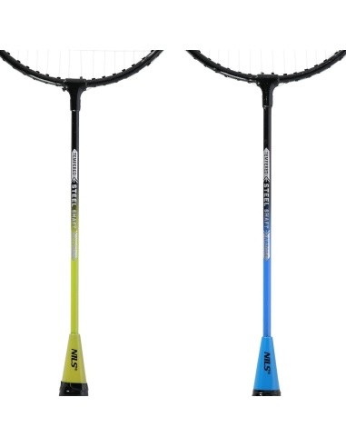 NRZ014 STEEL / BADMINTON SET 4 ROCKETS + 3 SHUTTLECOCKS + NET 195x22cm + COVER NILS