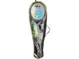 NRZ014 STEEL / BADMINTON SET 4 ROCKETS + 3 SHUTTLECOCKS + NET 195x22cm + COVER NILS