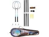 NRZ012 STEEL / BADMINTON SET 2 ROCKETS + 3 SHUTTLECOCKS + MESH + COVER NILS