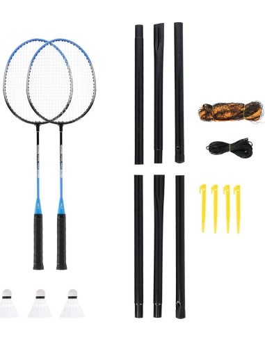 NRZ012 STEEL / BADMINTON SET 2 ROCKETS + 3 SHUTTLECOCKS + MESH + COVER NILS