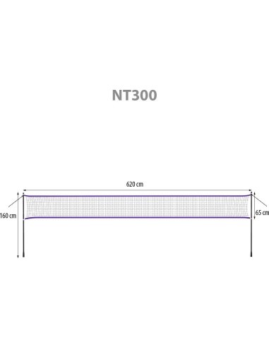 NT300 BADMINTON NET 600x60cm + FULL COVER NILS