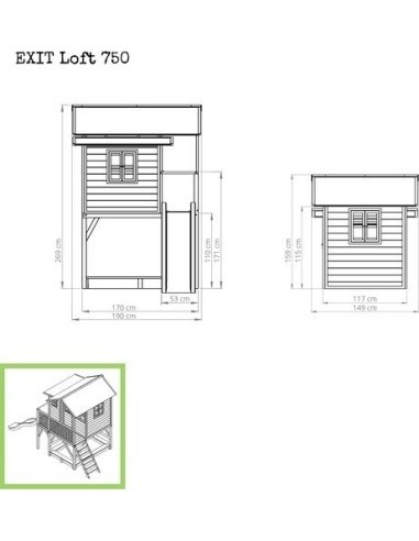 EXIT Loft 750 wooden playhouse - natural