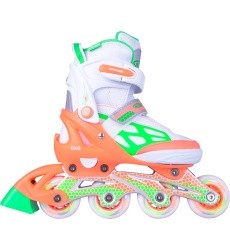 Worker Nubila adjustable roller skates with light-up wheels - Orange-Green-White