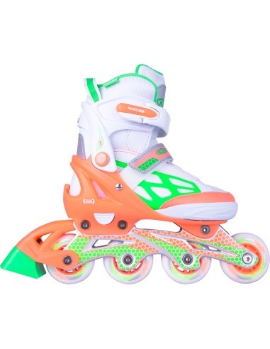 Worker Nubila adjustable roller skates with light-up wheels - Orange-Green-White