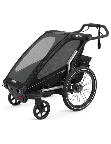Multi-Sport dviračio priekaba, vežimėlis vaikui Thule Chariot Sport Midnight Black on Black, vienvietis