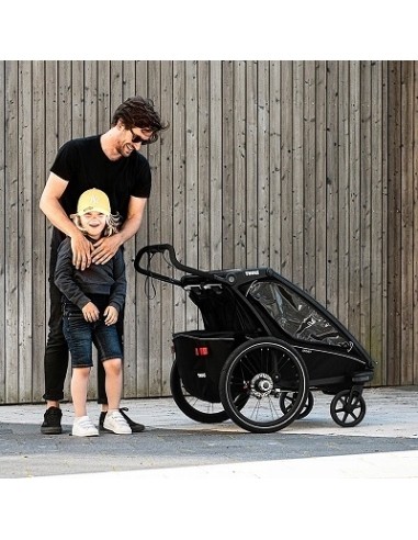 Multi-Sport dviračio priekaba, vežimėlis vaikui Thule Chariot Sport Midnight Black on Black, vienvietis