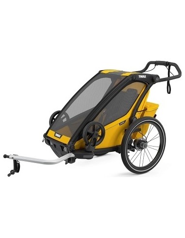 Multi-Sport dviračio priekaba, vežimėlis vaikui Thule Chariot Sport Black/Spectra Yellow, vienvietis