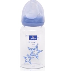 Glass Feeding Bottle Lorelli, With Anti-colic Nipple, 120 ml, Blue