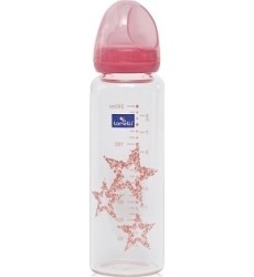 Glass Feeding Bottle Baby Care, With Anti-colic Nipple, 240 ml, Pink