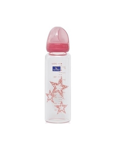 Glass Feeding Bottle Baby Care, With Anti-colic Nipple, 240 ml, Pink