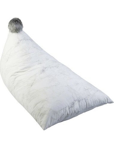 Pouf Bag Misioo - mažas, balto marmuro, su pilku kutu