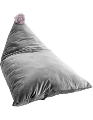 Pouf Bag Misioo - Baby Bag, Grey/Pink Pom Pom