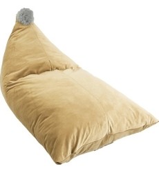 Pouf Bag Misioo - Baby Bag, Gold/White Pom Pom