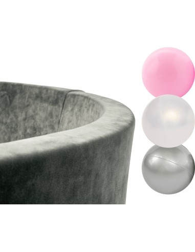Ball Pool Set Misioo Velvet with 150 Balls - Grey, Girlish Pattern