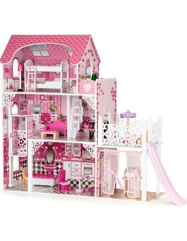 Wooden XLL dollhouse with lift and slide ECOTOYS 