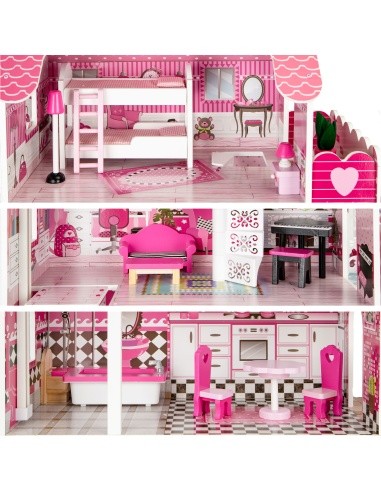 Wooden XLL dollhouse with lift and slide ECOTOYS 