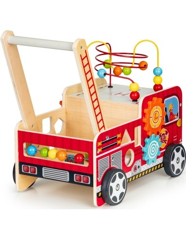 Medinis lavinamasis stumdukas su kaladėlėmis Eco Toys Fire Brigade
