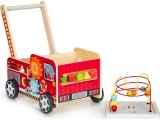 Wooden Educational Pushchair With Blocks Eco Toys Fire Brigade