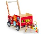 Wooden Educational Pushchair With Blocks Eco Toys Fire Brigade