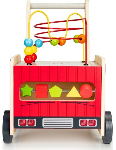 Wooden Educational Pushchair With Blocks Eco Toys Fire Brigade
