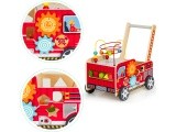 Wooden Educational Pushchair With Blocks Eco Toys Fire Brigade