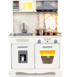 Wooden Children's Kitchen Ecotoys, with Sounds Led + Accessiores